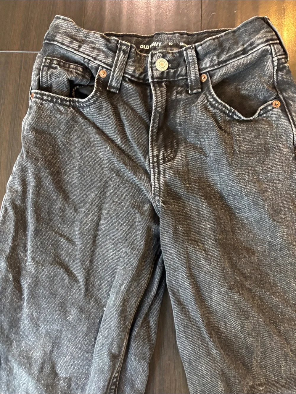 Old Navy Acid Wash Black Super Baggy Adjustable Waist Boys Jeans Size 10